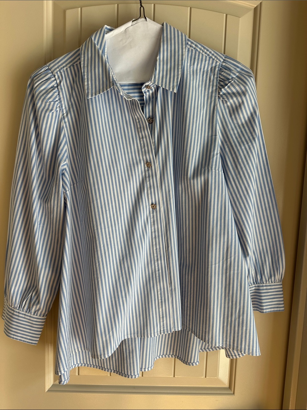 ' Blue & White Striped Button-Up Shirt